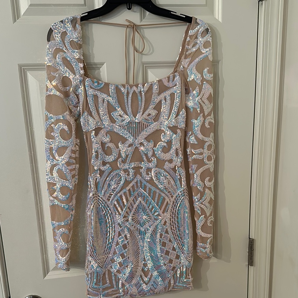 Lucy in the Sky White Cream Long Sleeve Bodycon Dress